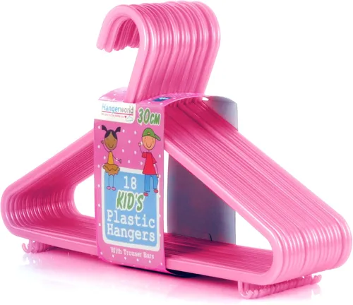 HANGERWORLD 18 rosa 11.4 pulgadas niños bebé bebé niño pequeño plástico pantalones barra ropa ropa perchas