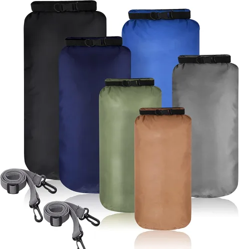 Shappy Juego de 6 bolsas secas impermeables, ligeras, herméticas, con sacos de 20 L, 15 L, 10 L, 8 L, 5 L, 3 L y correa de hombro larga ajustable