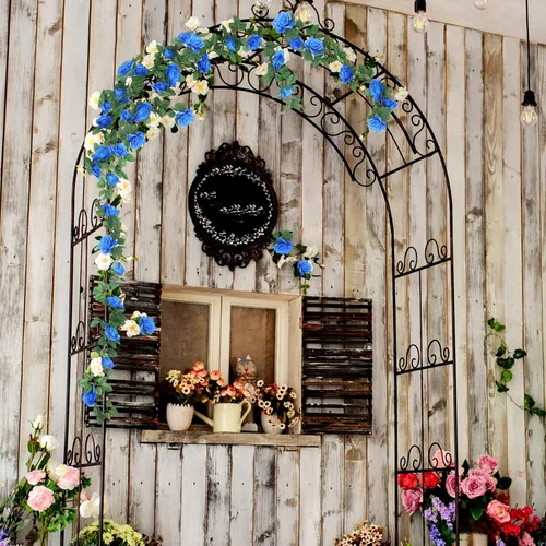 Miniatura 4 de Syhood Guirnalda de rosas artificiales, enredaderas y hojas, pancartas colgantes, guirnalda floral falsa para boda, arco, ceremonia, hogar, jardín