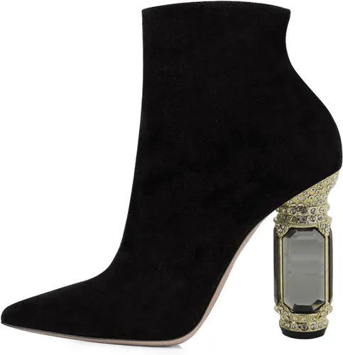 Miniatura 105 de FSJ Botas de tacón alto con punta puntiaguda para mujer, con tacón alto, con cremallera lateral brillante, estilo casual, para uso diario, zapatos