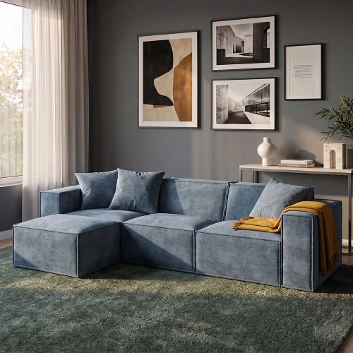 ROVE LAB M1 Sofá modular seccional con reposapiés, sofá en una caja, sofá modular, resistente a derrames, sostenible, elegante, sofá seccional
