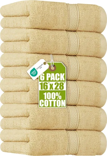 Utopia Towels- Paquete de 6 toallas de mano prémium, 100% algodón hilado en anillo, ultrasuaves y altamente absorbentes, 18 oz/m2 (600 g/m2), 16 x