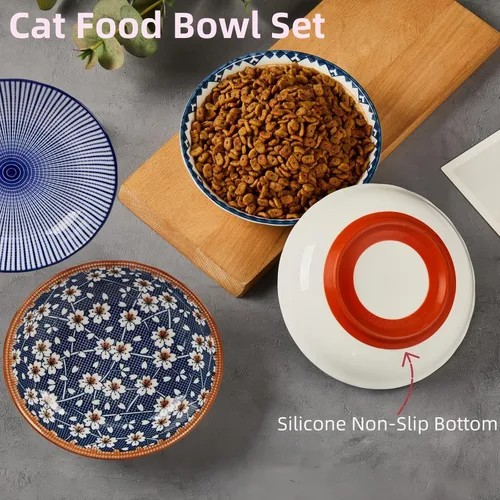 Miniatura 4 de Paquete de 3 cuencos antideslizantes para gatos, cuencos de cerámica para gatos que no se derraman, juego de platos de 5.5 pulgadas para gatos