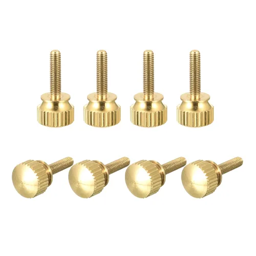Miniatura 7 de uxcell 2 tornillos moleteados para el pulgar, pernos de hombro de latón M5x8mm, perillas de agarre escalonadas para PC, electrónicos, mecánicos
