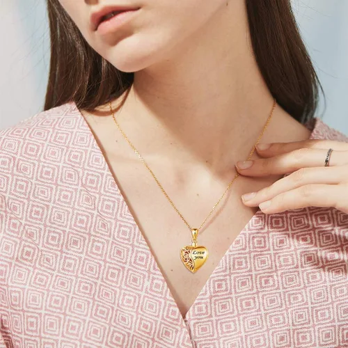 Miniatura 3 de Custom4U Collar de medallón personalizado para mujer, collar de medallón de corazón de plata que sostiene la imagen, cadena conmemorativa de 16 a 22