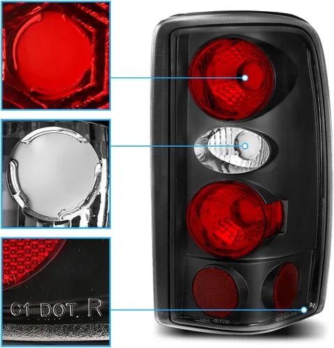 Miniatura 3 de AmeriLite para 2000-2006 Chevy Tahoe Suburban/GMC Yukon Denali XL, Juego de Conjunto de Luces Traseras de Reemplazo Estilo Euro Negro - Lado