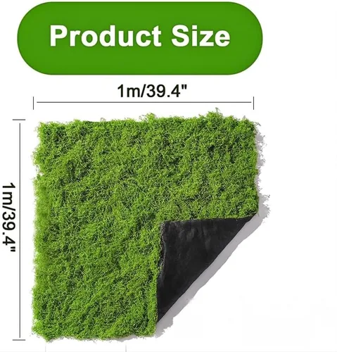 Miniatura 2 de Tapete de musgo verde artificial, alfombra de pared de césped con tela base de 39.37 x 39.37 pulgadas, musgo falso para manualidades, musgo