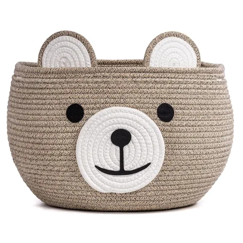 Miniatura 20 de CherryNow Woven Rope Basket, Bear Baskets for Gifts Empty, Large Storage Basket for Living Room Nursery, Decorative Animal Baskets with Handles