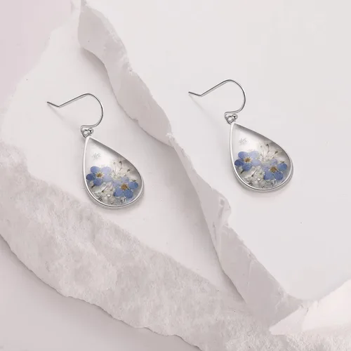 Miniatura 92 de Forget-Me-Not and Queen Anne's Lace Pressed Wildflower Earrings Pressed Flower Earrings Handmade Drop and Dangle Earrings Gift for Woman