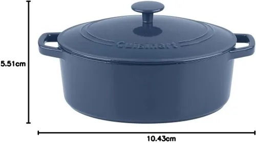 Miniatura 2 de Cuisinart Chef's Classic - Cazuela ovalada de hierro fundido esmaltado (azul provenzal, 5.5 cuartos de galón)