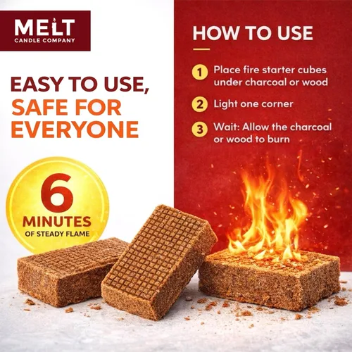 Miniatura 5 de Melt Candle Company - Iniciadores de fuego cuadrados, 160 piezas - Kit de iniciadores de fuego para fogatas, parrilla, hoguera al aire libre, hogar