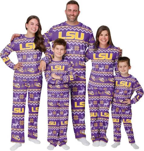 Miniatura 30 de FOCO NCAA para mujeres - Conjunto de pijamas familiares navideños a juego con patrón feo del equipo universitario de la NCAA Patrón feo navideño