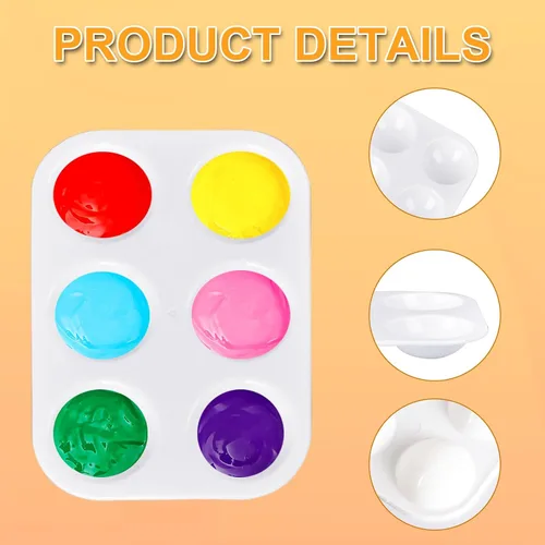 Miniatura 3 de 100 paletas de pintura de plástico blanco de 6 pozos, paletas de pintura de acuarela, bandejas de pintura para manualidades, bandeja de pintura