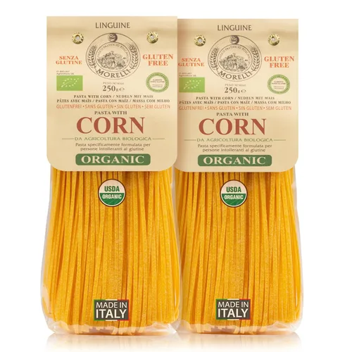 Miniatura 7 de Morelli Pasta Linguine orgánica sin gluten, pasta sin trigo hecha con maíz, fideos de maíz veganos, pasta sin gluten, pasta orgánica importada