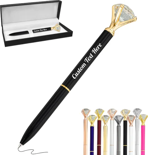 Miniatura 21 de Aolun 10 bolígrafos de diamantes con cristal personalizados a granel, bolígrafo de metal personalizado con nombre grabado, regalos de texto
