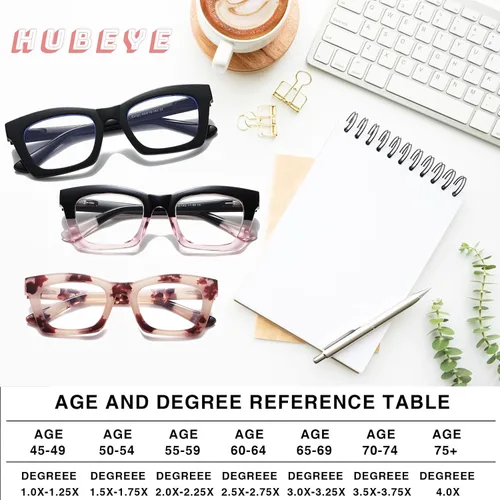 Miniatura 6 de Hubeye Oprah Style - Lentes de lectura para mujeres y hombres, bloqueo de luz azul, para computadora con bisagra de resorte Negro+negro rosa+rosa