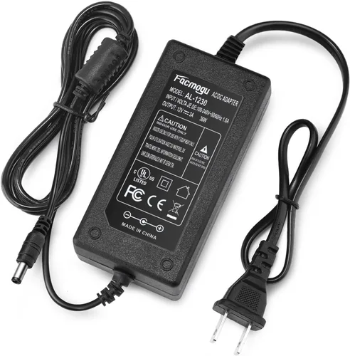 Miniatura 8 de Facmogu Adaptador de Corriente DC 12V 3A, 100-240V AC a DC 12V 3A 36W Suministro de Energía con Conector de Barril 5.5x2.5mm & 5.5x2.1mm, Adaptador