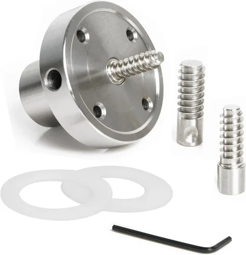 Miniatura 7 de Placa frontal de torno de madera de acero de 2 pulgadas con mandril roscado y dos arandelas de nailon, compatible con torno de carpintería