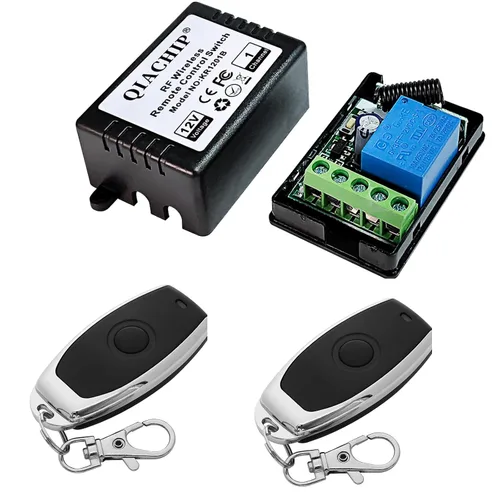QIACHIP DC 12V 1CH 433MHz control remoto inalámbrico de relé RF interruptor momentáneo de luz transmisor con receptor (1 relé)