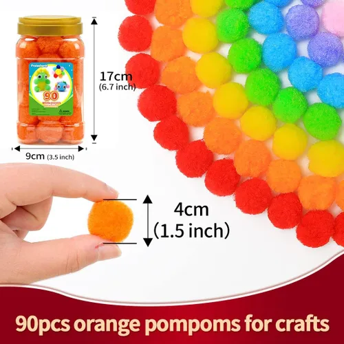 Miniatura 38 de Praisebank Pompones rojos, 90 unidades, 1.5 pulgadas, perfectos para artes y manualidades