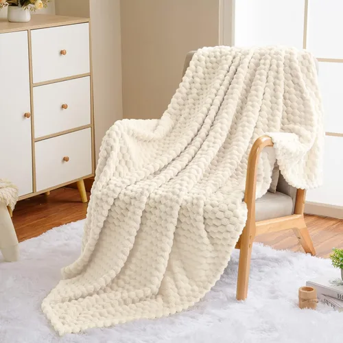 Miniatura 51 de Vessia - Manta de forro polar de franela (50x70 pulgadas), manta 3D de jacquard negra, esponjosa y cálida para sofá, sillón, cama, silla, 300GSM