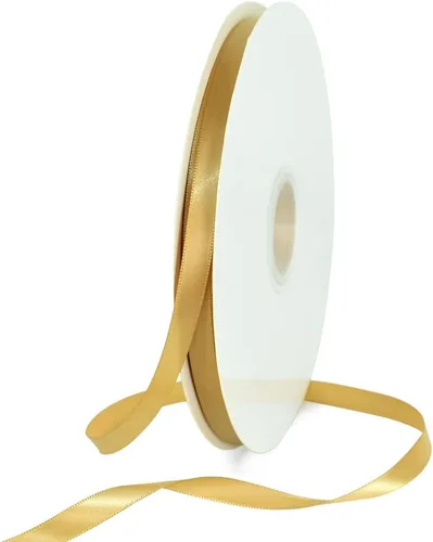 TONIFUL - Cinta de satén dorada de 3/8 pulgadas x 100 yardas, rollo de cintas de tela sólidas y delgadas para envolver regalos, invitaciones, Dorado