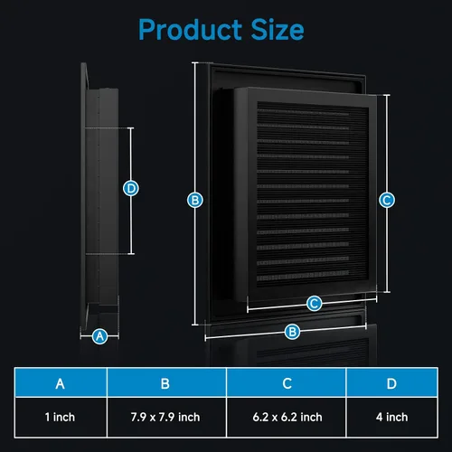 Miniatura 2 de Rejillas de ventilación de pared de 8 pulgadas de ancho x 8 pulgadas de alto, rejillas de ventilación Hon&Guan de aleación de aluminio a dos aguas