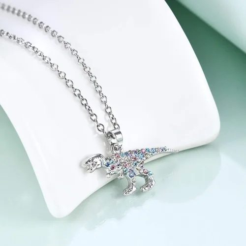 Miniatura 3 de luomart Collar con dije de dinosaurio T-Rex para niñas, regalo de joyería, regalo para amantes de los animales, colgante para mujer