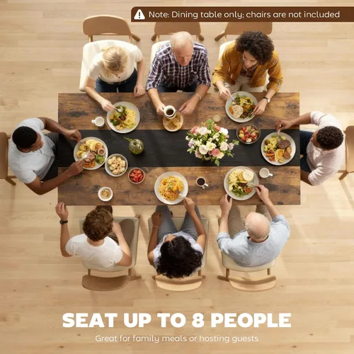 Miniatura 4 de HOMCOM Mesa de comedor industrial para 8 personas, mesa de cocina rectangular de 70.9 pulgadas de largo con mesa grande y patas de acero