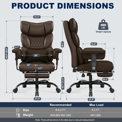 Miniatura 3 de Misolant Silla de oficina grande y alta con reposapiés, silla de escritorio ejecutiva de respaldo alto con reposabrazos de elevación ajustable