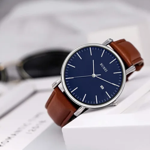 Miniatura 4 de BUREI - Reloj de pulsera analógico para hombre con fecha, extensible de malla de acero inoxidable