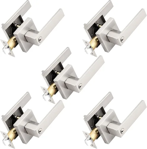 Miniatura 117 de Probrico Paquete de 4 manijas de puerta simuladas en negro mate, manijas interiores que no giran, manijas reversibles resistentes para interiores