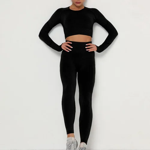 Miniatura 7 de Lu's Chic Conjunto corto de dos piezas para mujer, conjunto de yoga y entrenamiento de cintura alta