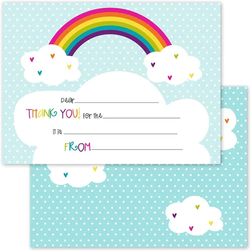 Miniatura 11 de Colorful Stars Thank You Flat Cards / 20 Gender Neutral Kids Fill In Gratitude Note Cards With White Envelopes / 4 5/8" x 6 1/4" Birthday Party
