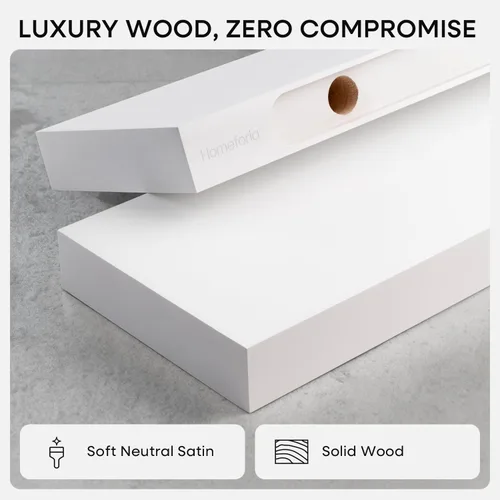 Miniatura 3 de Homeforia Estante flotante blanco de 48 pulgadas, estantes flotantes de madera maciza de alta gama de 48 pulgadas de largo para montaje en pared