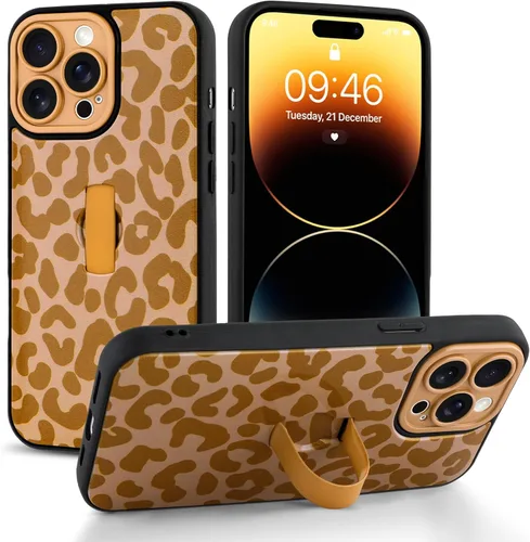 Miniatura 85 de Funda compatible con iPhone 17 Pro Max con correa de mano para los dedos, funda de teléfono con estampado de leopardo y guepardo para mujeres