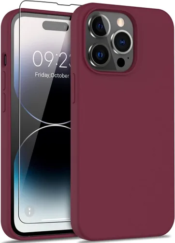 Miniatura 31 de DEENAKIN Funda compatible con iPhone 14 Plus con protector de pantalla, funda mejorada para cámara, goma de gel de silicona suave probada contra