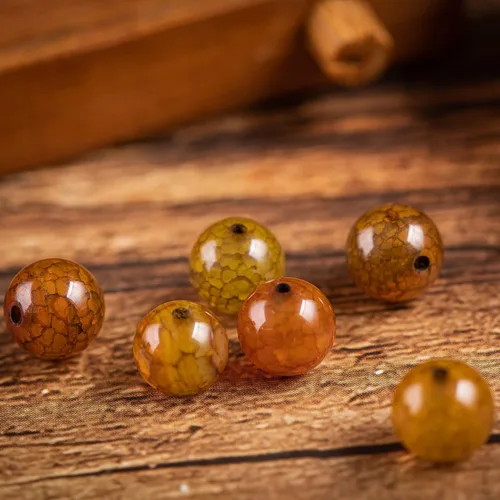 Miniatura 4 de 100 cuentas de ágata marrón con bandas de 0.315 pulgadas para la fabricación de joyas, cuentas redondas de piedra natural para bricolaje collares