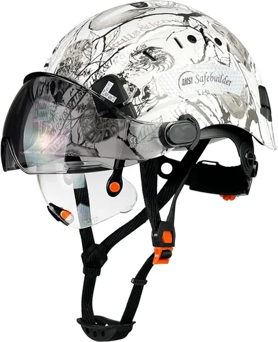Miniatura 11 de SAFEBUILDER Casco de seguridad de construcción con visera incorporada Casco duro ABS con visera Ventilación ajustable Casco de trabajo Protección
