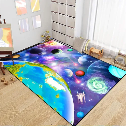 Miniatura 3 de Alfombra espacial para habitación de niños, alfombra de galaxia para niños, alfombras espaciales para dormitorio de niños, decoración