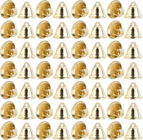 AUEAR, Paquete de 120 mini cascabeles dorados de la Libertad de 1.024 in, adornos decorativos para árbol de Navidad para fiestas, decoración de