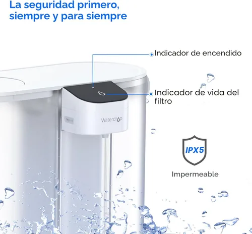 Miniatura 9 de Waterdrop ED02W - Jarra eléctrica compacta con filtro de agua, dispensador potente instantáneo recargable de 200 galones, NSF/ANSI 42, 53, 401