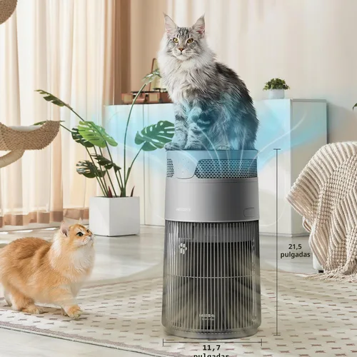 Miniatura 3 de WISESKY Purificador de aire para gatos con cable resistente a mordeduras y rejilla ancha y protección contra vuelcos Purificador de aire