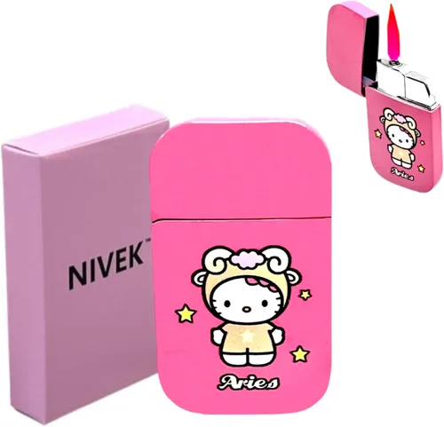Miniatura 13 de NIVEK Encendedor de gatito Y2k 12 Consetelaciones Horóscopo Astrología Zodiaco Signos de nacimiento Pretty Pink Flame Kawaii Coleccionable Japonés