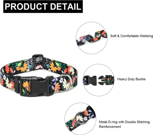 Miniatura 148 de Mercano Collar ajustable para perro, patrones de diseño especial, nailon suave, cómodo y resistente, collar para mascotas para perros pequeños