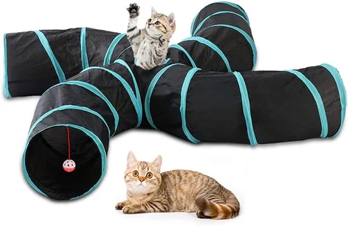 Miniatura 8 de Túneles para gatos, juguetes de juego arrugados, tubo plegable con laberinto de bolas, casa para gatos, mascotas, interactivos, para gatos, Túnel