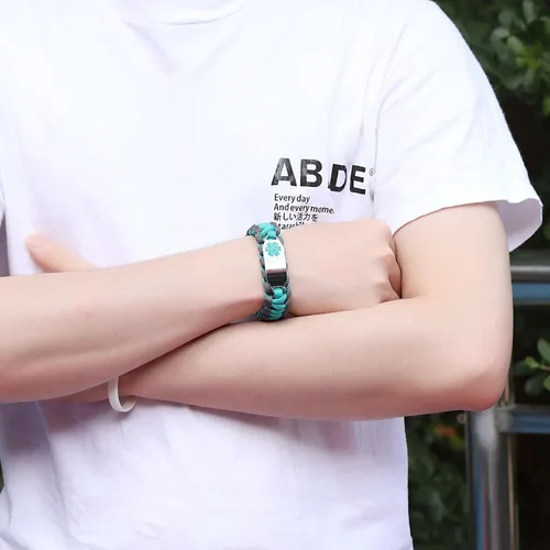 Miniatura 3 de Pulsera de alerta médica Paracord para hombres y mujeres Pulsera de identificación médica de acero inoxidable con hebillas de liberación lateral