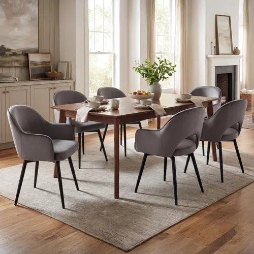 Miniatura 8 de Ya-Home Juego de 2 sillas de comedor giratorias modernas, cómodas sillas laterales tapizadas de piel sintética con respaldo hueco, patas de metal
