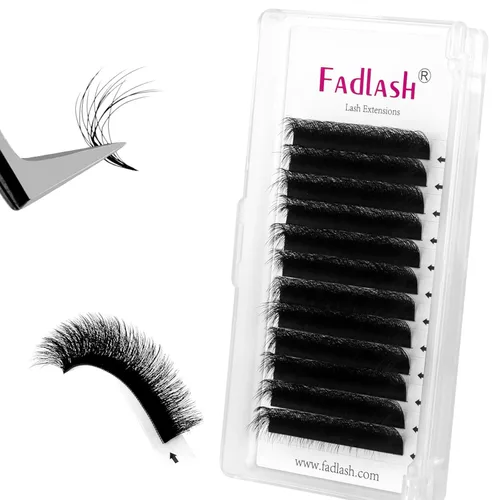 Miniatura 40 de FADLASH Extensiones de pestañas con rizo D, 0.07 mm, bandeja mixta fácil de usar, pestañas de volumen 2D-10D, autoaplicables, 15-20 mm