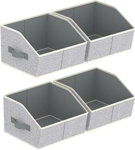 Miniatura 37 de Homsorout Organizador trapezoidal para armario, cestas grandes para organizar, caja de almacenamiento de tela para estantes, cubos de almacenamiento